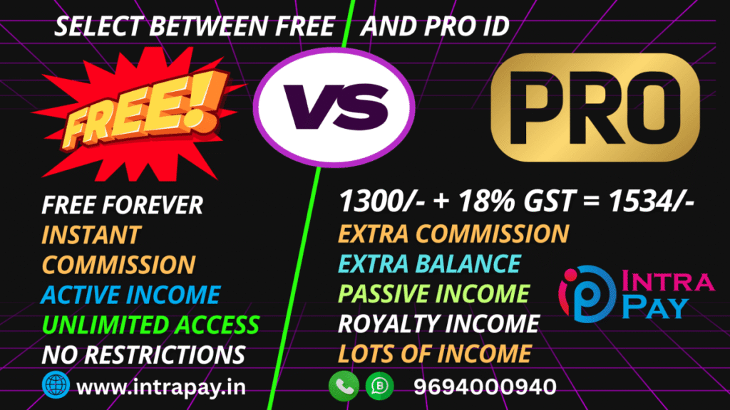 Intrapay Recharge: Free ID or Pro ID– 1 Boosts Your Earnings 1 Free vs pro ID intrapay